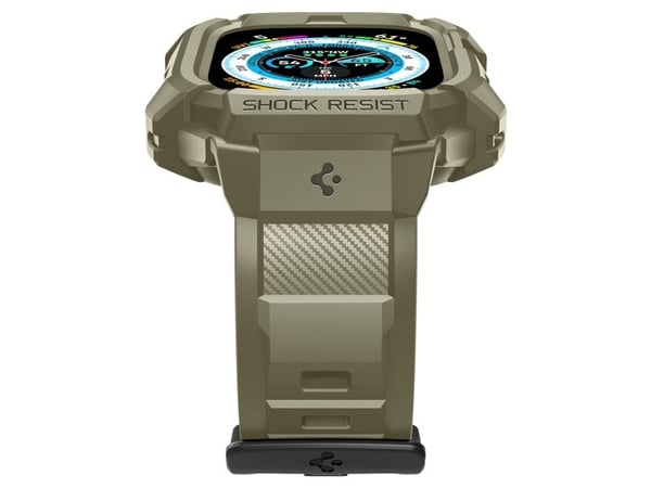 Spigen Rugged Armor, Etui, Smartklokke, Khaki, Apple, Apple Watch Ultra (49mm), Termoplastisk polyuretan (TPU)