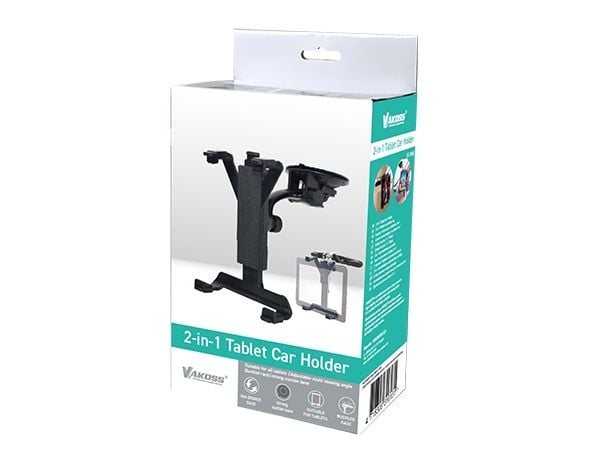 Vakoss 2-in-1 Tablet Car Holder, Surfplatta/UMPC, Active-hållare, Bil, Svart