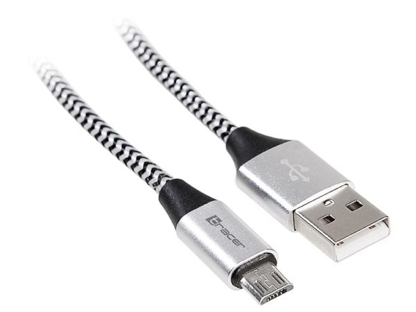 Tracer TRAKBK46928, 1 m, USB A, Micro-USB B, USB 2.0, Musta, Hopea