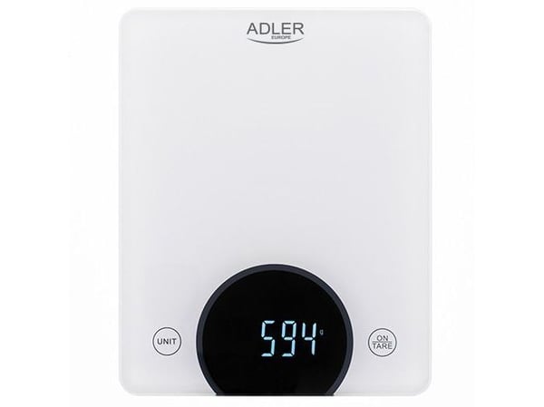 Adler AD 3173W, Elektronisk köksvåg, 10 kg, 1 g, Vit, Glas, Inbyggd