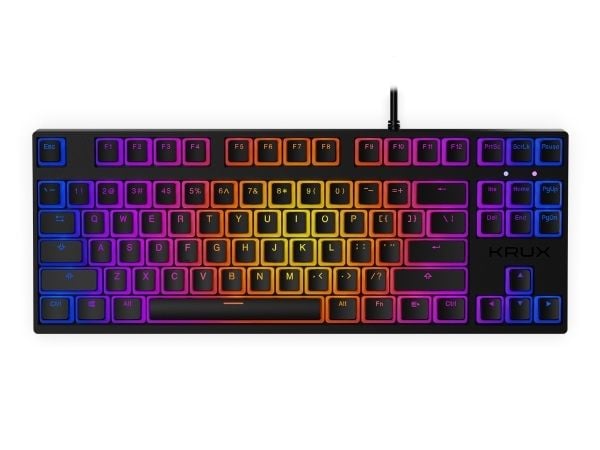 KRUX Atax PRO RGB, Koblet med ledninger (ikke trådløs), USB, Mekanisk nøkkelbryter, QWERTY, RGB LED, Sort