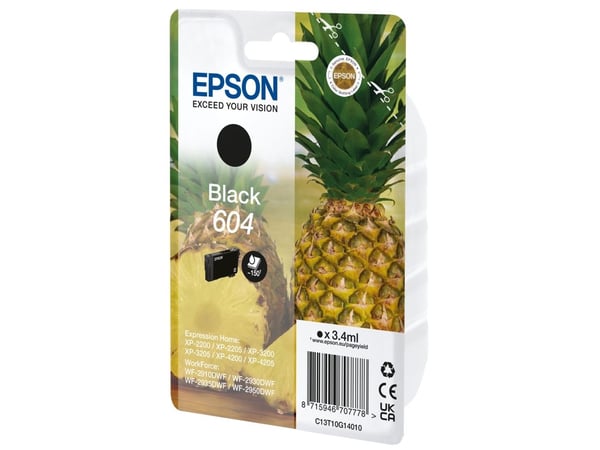 Epson 604 - 3.4 ml - svart - original - blære med RF/lyd-alarm - blekkpatron - for Expression Home XP-2200, 2205, 3200, 3205, 4200, 4205; WorkForce...