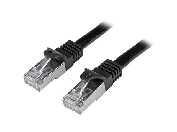 Startech 50cm CAT6 Ethernet Cable, 10 Gigabit Shielded Snagless RJ45 100W PoE Patch Cord, CAT 6 10GbE SFTP Network Cable w/Strain Relief, Black, Wi...