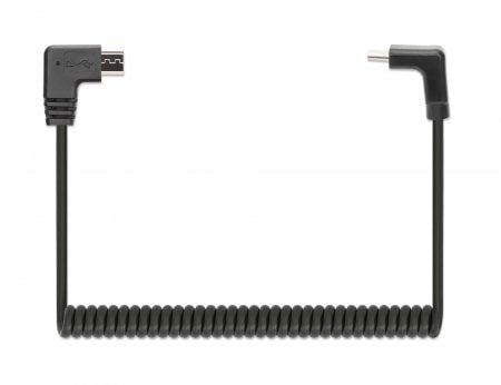 MANHATTAN Kierretty USB-C-Micro-USB-latauskaapeli 1m musta