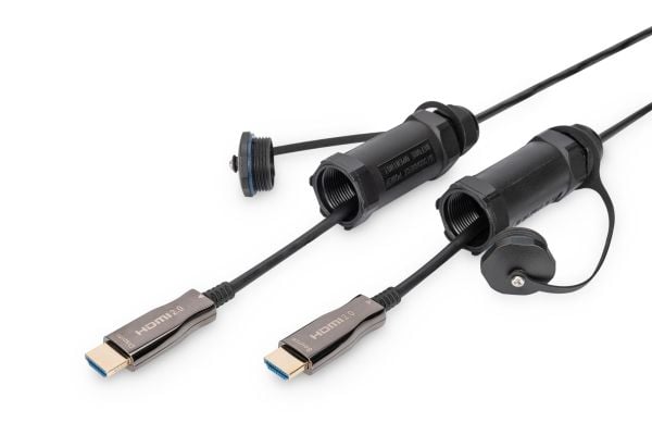 DIGITUS HDMI AOC pansret M/M IP68 4K 10m sort