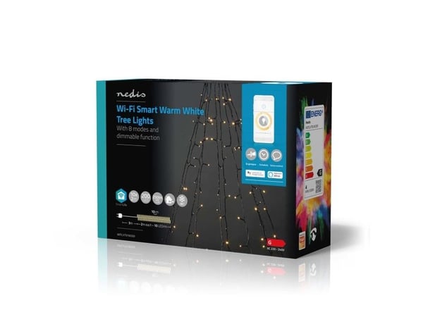 Nedis WIFILXT01W200, Koristevaloketju, Musta, IP65, Musta, 200 lamppua, LED