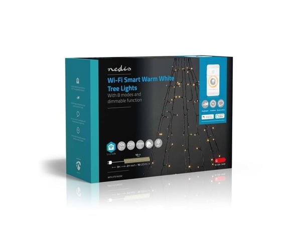 Nedis WIFILXT01W200, Koristevaloketju, Musta, IP65, Musta, 200 lamppua, LED