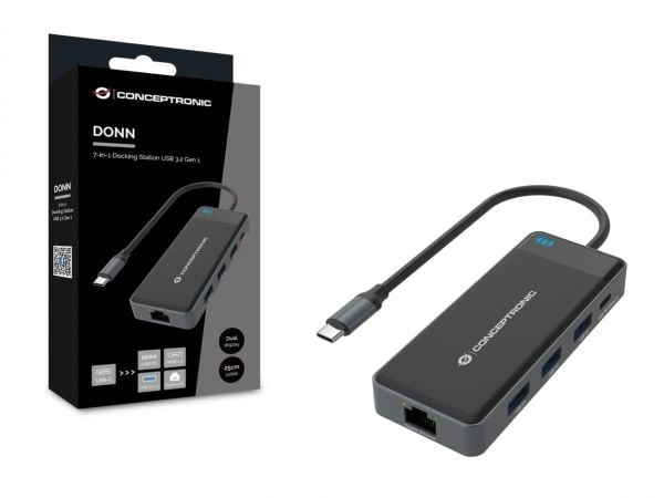 Conceptronic - Telakointiasema - USB-C - 2 x HDMI - GigE