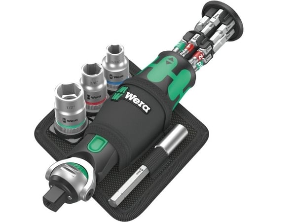 Wera Zyklop 8009 Pocket Imperial Set 2 - Ratchet bit driver with socket and bit set - 18 deler - inn pocket holster
