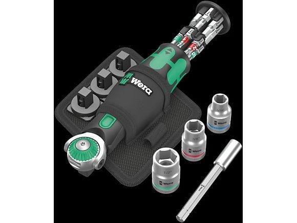 Wera Zyklop 8009 Pocket Imperial Set 2 - Ratchet bit driver with socket and bit set - 18 deler - inn pocket holster