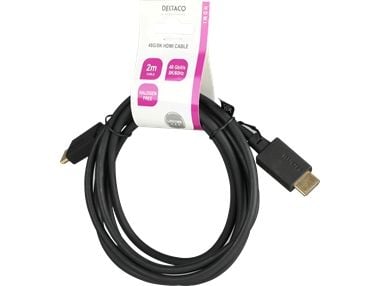 Deltaco HU-20-LSZH, 2 m, HDMI Type A (Standard), HDMI Type A (Standard), 7680 x 4320 piksler, Svart