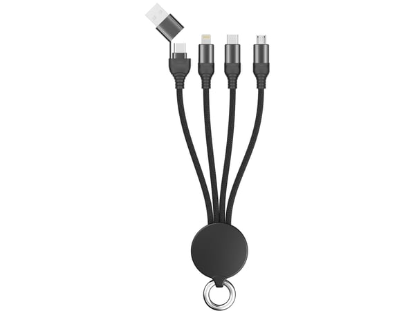 2GO 797363, USB A/USB C, USB C/micro-USB B/Lightning, Sort