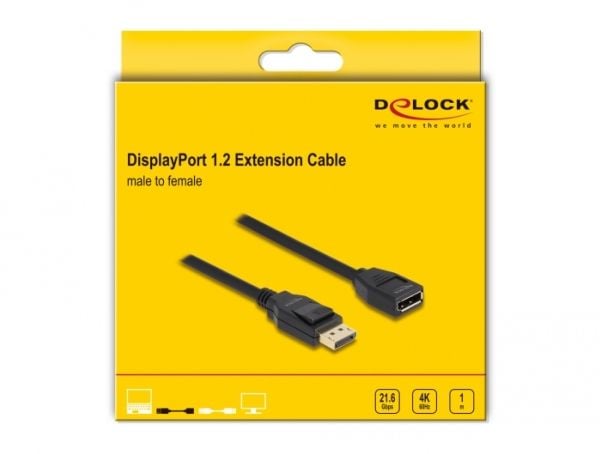Delock - DisplayPort-forlengelseskabel - DisplayPort (hann) til DisplayPort (hunn) - DisplayPort 1.2 - 1 m - støtte for 4K 60 Hz (3840 x 2160) - svart