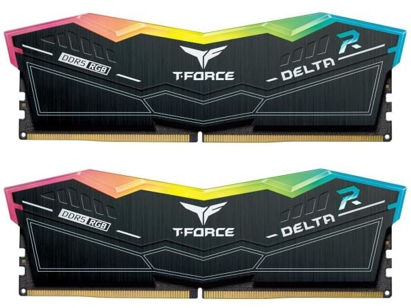 T-Force DELTA RGB - DDR5 - sett - 32 GB: 2 x 16 GB - DIMM 288-pin - 7200 MHz / PC5-57600 - CL34 - 1.4 V - ikke-bufret - on-die ECC - svart