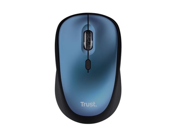 Trust Yvi+ - Mus - stille - høyrehendt - optisk - 4 knapper - trådløs - 2.4 GHz - USB trådløs mottaker - blå