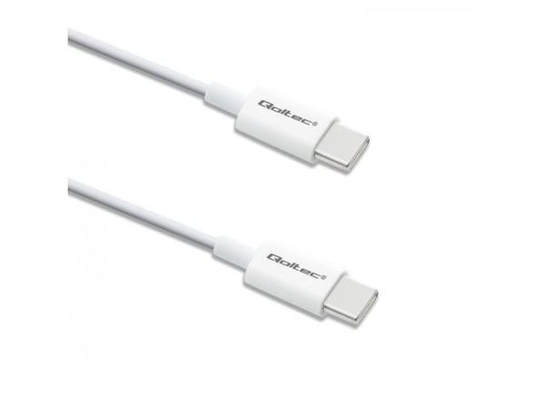 Qoltec - USB-kabel - USB-C (hann) til USB-C (hann) - USB 2.0 - 20 V - 3 A - 1 m - hvit