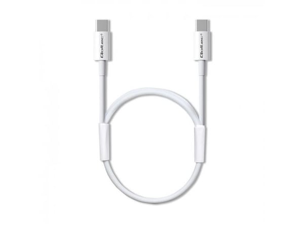 Qoltec - USB-kabel - USB-C (hann) til USB-C (hann) - USB 2.0 - 20 V - 3 A - 1 m - hvit