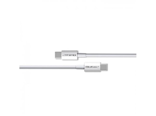 Qoltec - USB-kabel - USB-C (hann) til USB-C (hann) - USB 2.0 - 20 V - 3 A - 1 m - hvit