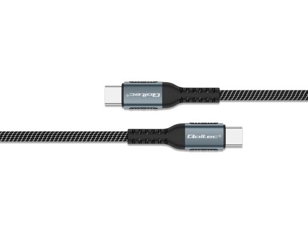 Qoltec - USB-kabel - USB-C (hann) til USB-C (hann) - USB 2.0 - 20 V - 5 A - 1.5 m - støtte for Power Delivery 3.0, 100 W-strømforsyningsgjennomgang...