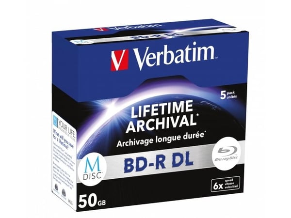 Verbatim M-Disc - 5 x BD-R DL - 50 GB 6x - matt sølv - CD-eske