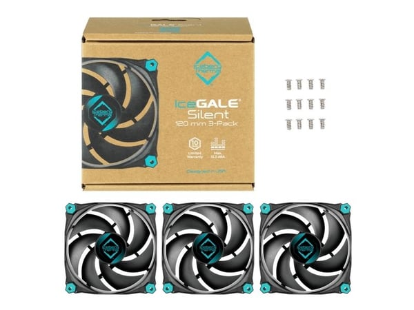 Iceberg Thermal IceGALE Silent, Vifte, 12 cm, 1100 RPM, 12,3 dB, 30 cfm, Sort
