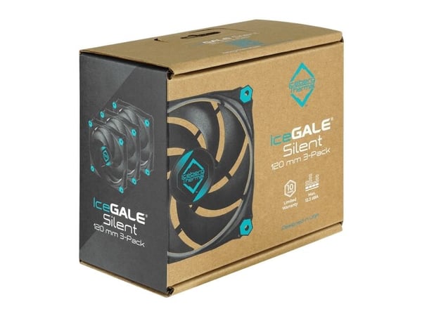 Iceberg Thermal IceGALE Silent, Vifte, 12 cm, 1100 RPM, 12,3 dB, 30 cfm, Sort