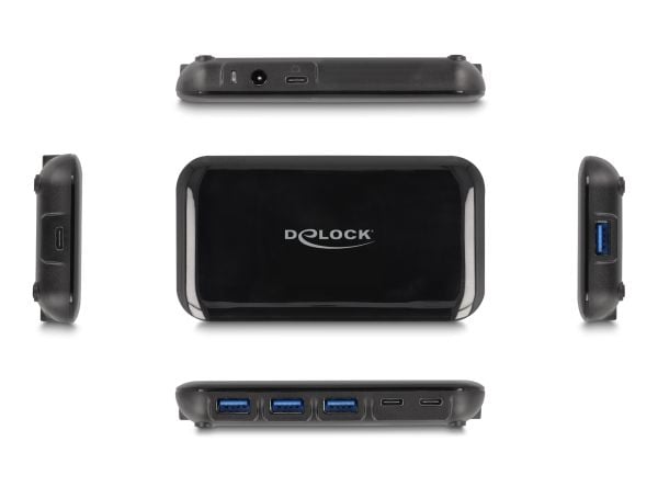 Delock 7-porttinen USB 3.2 Gen 2 -keskitin, jossa on 4 USB Type-A- ja 3 USB Type-C-porttia