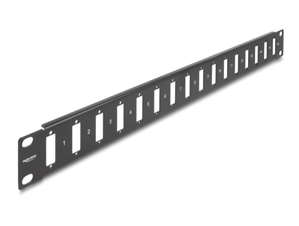 Delock - Pluggbord (blankt) - with screw connection - rackmonterbar - svart - 1U - 19" - 16 porter