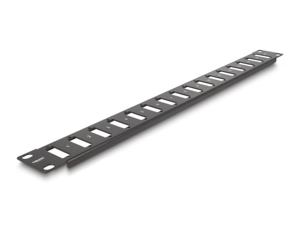 Delock - Pluggbord (blankt) - with screw connection - rackmonterbar - svart - 1U - 19" - 16 porter