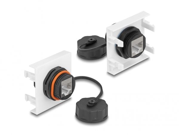 Delock - Easy 45 - trykklåsmodul - 45 x 45 mm, Cat 6A - RJ 45 - svart
