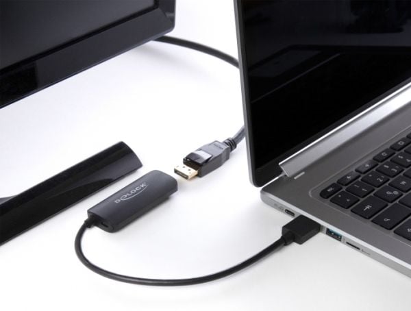 Delock - High Speed - videosovitin - Micro-USB Type B (kun strøm), HDMI (han) til DisplayPort hun - 18 cm - lajittelu - 8K30 Hz (7680 x 4320) tuki,...