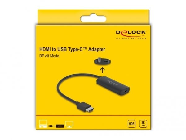 DeLOCK 64212, 0,18 m, HDMI-tyyppi A (vakio), USB Type-C + Micro-USB, Uros, Naaras, Suora