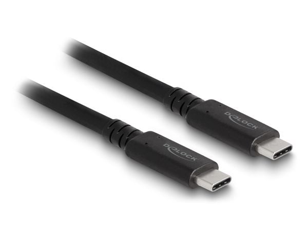 Delock - USB-kabel - 24 pin USB-C (hann) til 24 pin USB-C (hann) - USB4 / Thunderbolt 3 / DisplayPort - 48 V - 5 A - 1.2 m - utvidet effektområde (...