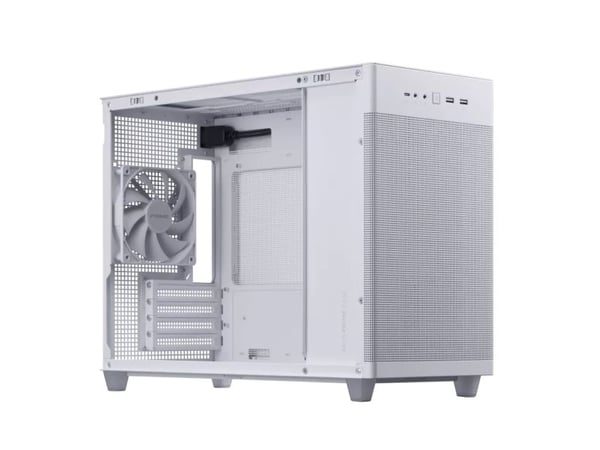 ASUS Prime AP201 - Lite tårn - micro ATX - sidepanel med vindu (herdet glass) - ingen strømforsyning - hvit - USB/lyd