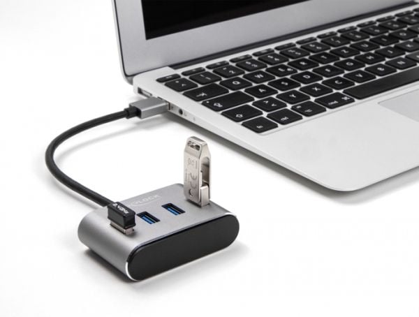 Delock 4 porter USB 3.2 Gen 1 hub med USB Type-A-tilkobling – USB Type-A-kontakter på toppen