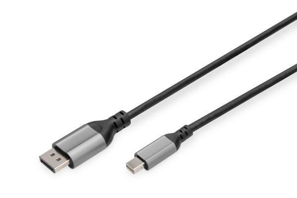 DIGITUS - DisplayPort-kabel - Mini DisplayPort (hann) til DisplayPort (hann) - DisplayPort 1.4 - 2 m - 8 K 60 Hz (7680 x 4320) støtte, 4K 144Hz stø...