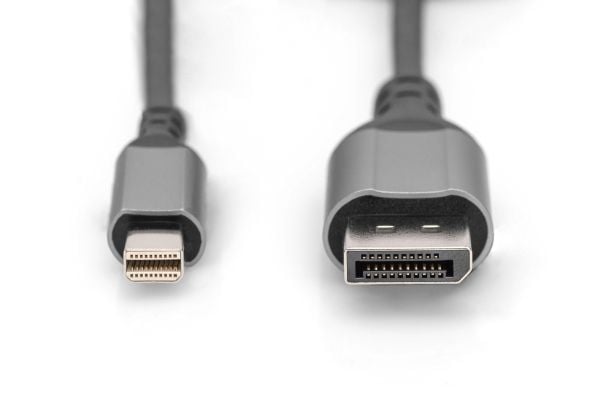 DIGITUS - DisplayPort-kabel - Mini DisplayPort (hann) til DisplayPort (hann) - DisplayPort 1.4 - 2 m - 8 K 60 Hz (7680 x 4320) støtte, 4K 144Hz stø...