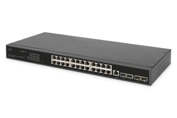 DIGITUS DN-80223 - Switch - L2+ - Styrt - 24 x 10/100/1000 (PoE+) + 4 x 10 Gigabit SFP+ (opplenke) - rackmonterbar