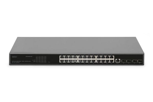 DIGITUS DN-80223 - Switch - L2+ - Styrt - 24 x 10/100/1000 (PoE+) + 4 x 10 Gigabit SFP+ (opplenke) - rackmonterbar