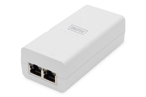 DIGITUS - Strøminjektor - Gigabit, active, IEEE 802.3af, midspan - AC 100-240 V - 30 watt - utgangskontakter: 2 - hvit