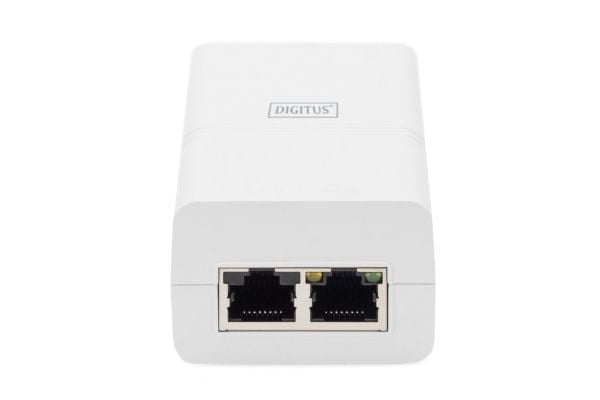 DIGITUS - Strøminjektor - Gigabit, active, IEEE 802.3af, midspan - AC 100-240 V - 30 watt - utgangskontakter: 2 - hvit