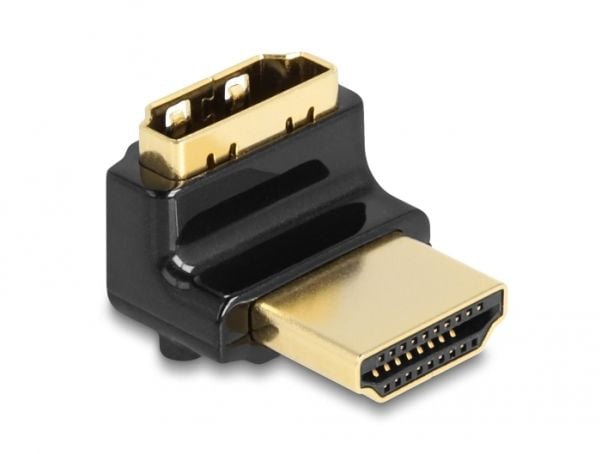 Delock HDMI-adapter hann til hunn 90° vinklet opp 8K 60 Hz metall