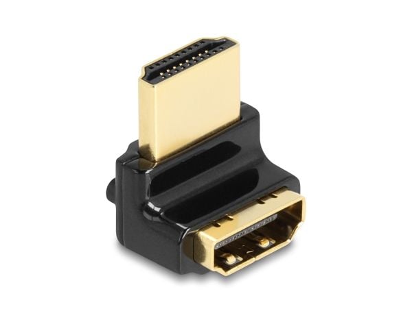 Delock HDMI-adapter hann til hunn 90° vinklet opp 8K 60 Hz metall