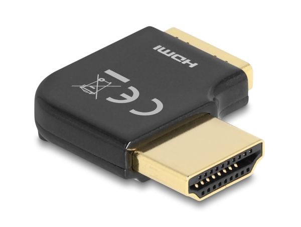 Delock HDMI Adapter Stecker for Buchse 90° right gewinkelt 8K 60 Hz Metall