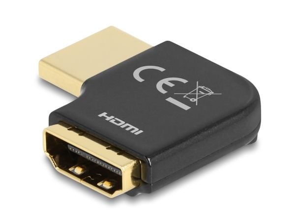 Delock HDMI Adapter Stecker for Buchse 90° right gewinkelt 8K 60 Hz Metall