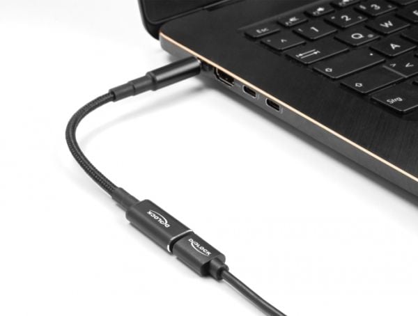 DeLOCK 60042, Kannettava tietokone, Sisätila, 19.5 V, 3 A, USB Type-C, Musta