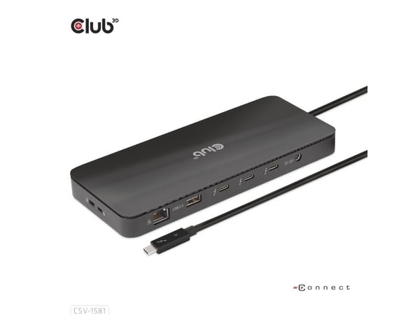 Club 3D - Dokkingstasjon - USB-C / Thunderbolt 3 / Thunderbolt 4 - 3 x Thunderbolt 4 - 1GbE - 140 watt