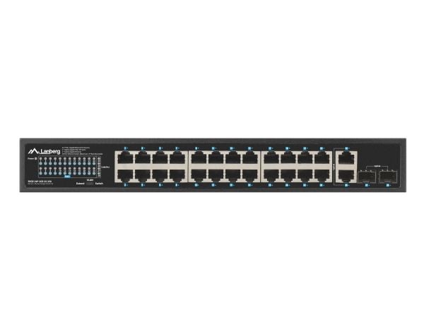 Lanberg RSGE-24P-2GE-2S-250 - Switch - ikke-styrt - 24 x 10/100/1000Base-TX (PoE+) + 2 x 1000Base-X SFP + 2 x 1000Base-X (uplink) - rackmonterbar -...
