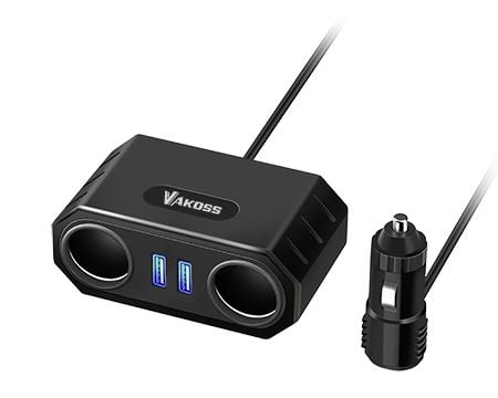 Vakoss Automobile Power Adapter, Auto, DC, 7 m, Musta