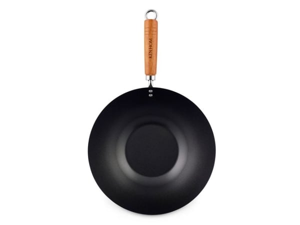 Ken Hom KH331001, Rund, Wok-/stekepanne, Sort, Kull stål, Keramisk, Gass, Halogen, Tre